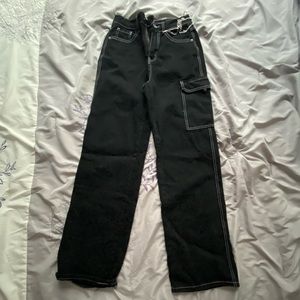 black jeans with side pocket & chains